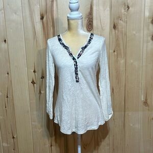 Anthropologie Postmark Cream Long Sleeve‎ Top Size S